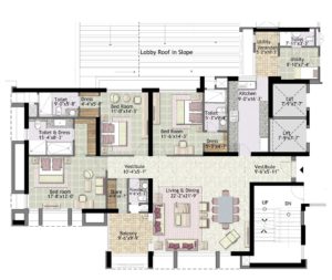 Jaypee Imperial Court 3BHK +S 2625 Sq. Ft
