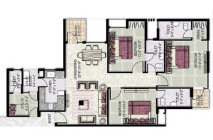 Kensington Park Apartments 3bhk+S 1650 Sqft.