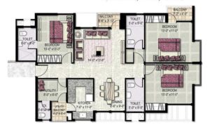 Kensington Park Apartments 3bhk+S 1680 Sqft.