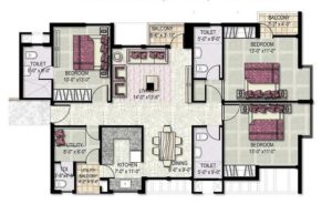 Kensington Park Apartments 3bhk+S 1700 Sqft.