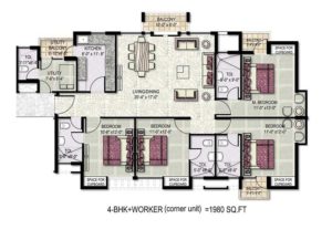 Kensington Park Apartments 4bhk+S 2100 Sqft.