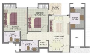 Kensington Boulevard 2 Bhk 1080 Sq.ft.