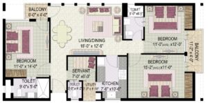 Kensington Boulevard 3Bhk +S 1650 Sq.ft