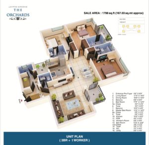 The Orchards 3Bhk+S 1978 Sq ft.