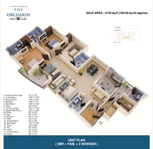 The Orchards 3Bhk+S 2315 Sq ft.