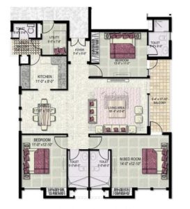 Kensington Height 3BHK+S 1972 Sq ft.