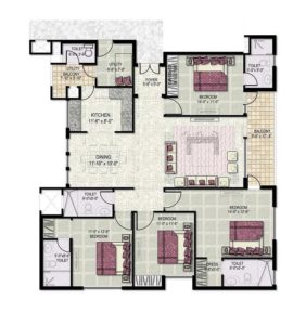Kensington Height 3BHK+S 2278 Sq ft.