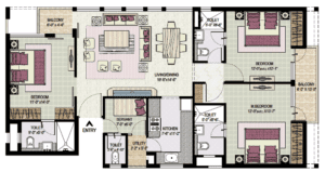 Kensington Boulevard 3Bhk +S 1850 Sq.ft